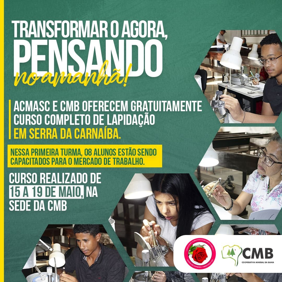 Curso de lapidação oferecido na CMB continua a todo vapor